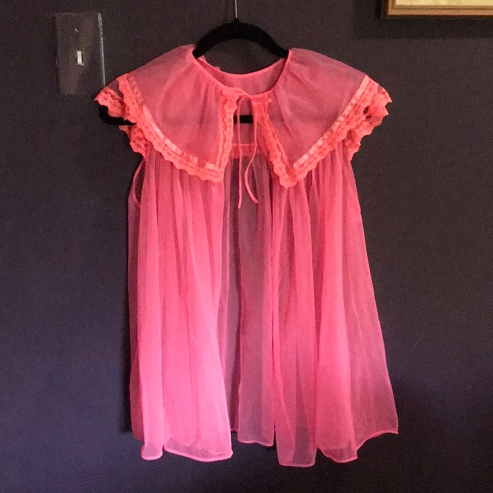Vintage Pink Baby Doll 1960’s Nylon Sexy peignoir Set M